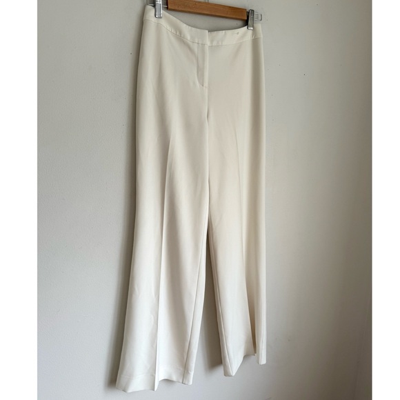 St. John Tailored Straight Leg Trouser Pants in Cream Ivory - Picture 3 of 6